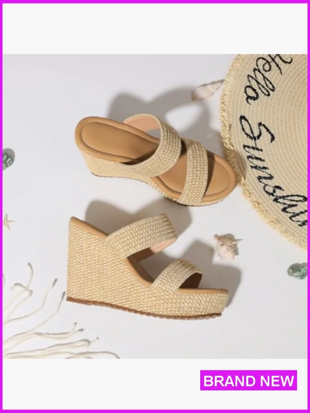 Slip-On Espadrille Wedge Sandals Comfortable Platform Slides Summer Beach